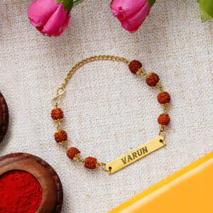 Rudraksha Name Rakhi – Personalized Raksha Bandhan Gift for Brother