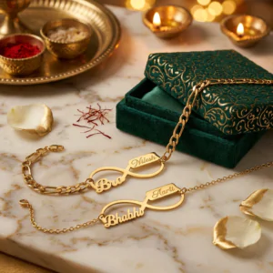 Personalized Bhaiya Bhabhi Rakhi Set – Custom Name Rakhi Combo for Raksha Bandhan