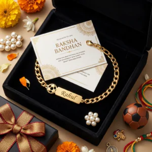 Personalized Football Name Rakhi – Custom Sports Bracelet Rakhi for Brother | Football Lover Raksha Bandhan Gift