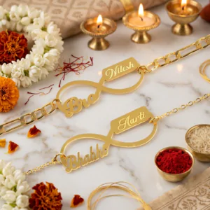 Personalized Bhaiya Bhabhi Rakhi Set – Custom Name Rakhi Combo for Raksha Bandhan