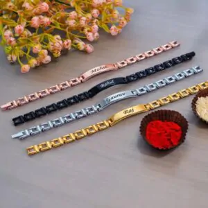 Personalized Name Rakhi – Custom Engraved Bracelet Rakhi for Brother