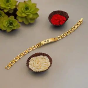Personalized Name Rakhi – Custom Engraved Bracelet Rakhi for Brother