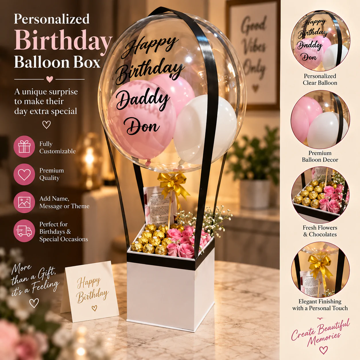 Customised Balloon Premium Ferrero Hamper 1 baloon premium Ferrero hamper