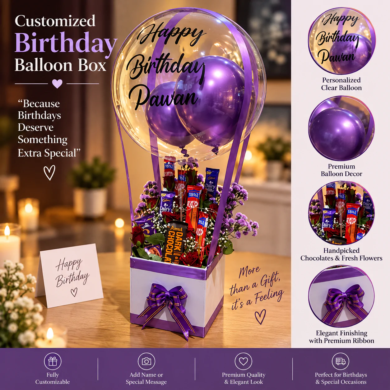 Customised floral baloon hamper