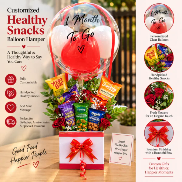 Customised Healthy Snacks Balloon Hamper