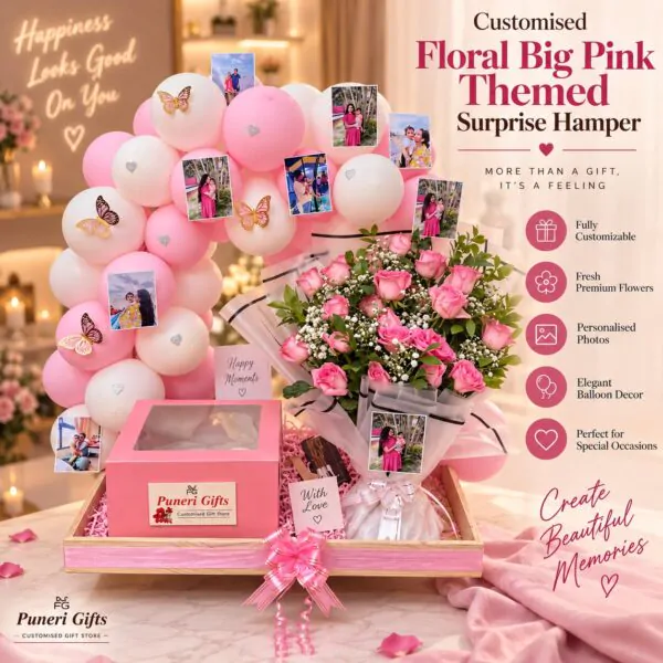 Customised Floral Big Pink Themed Surprise Hamper